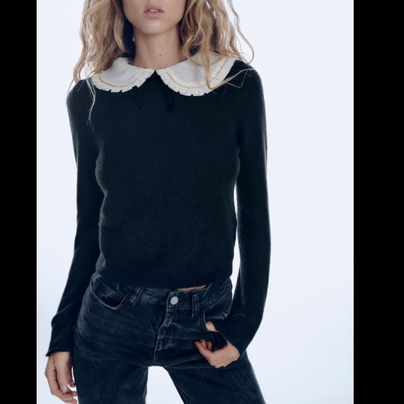 Zara Sweaters Nwt Zara Peter Pan Collar Knit Sweater Poshmark